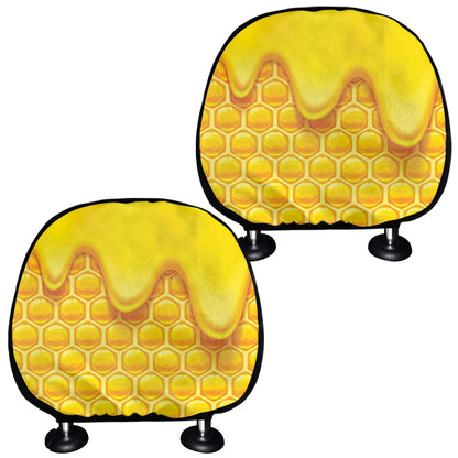 Sweet Honey Honeycomb Print Car Headrest Covers