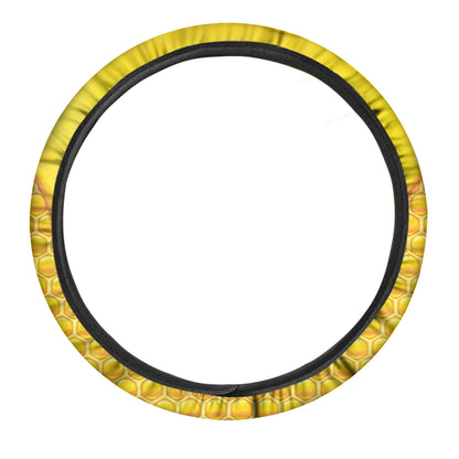 Sweet Honey Honeycomb Print Car Steering Wheel Cover