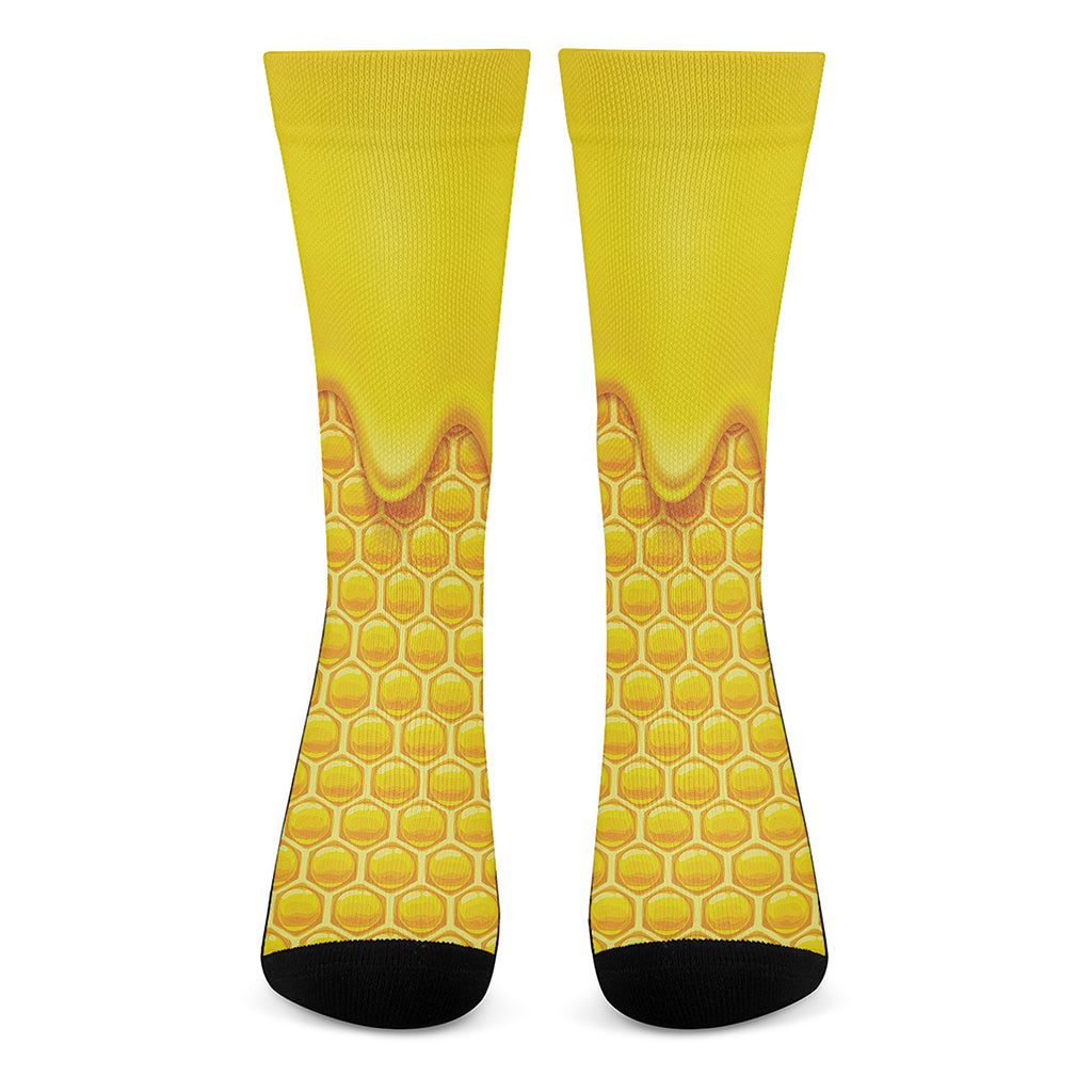 Sweet Honey Honeycomb Print Crew Socks