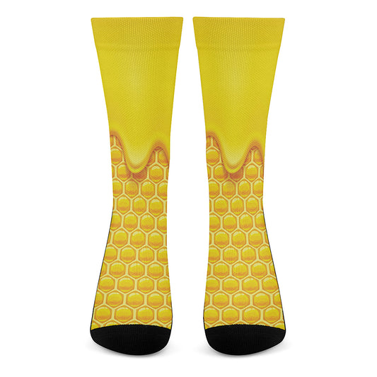 Sweet Honey Honeycomb Print Crew Socks