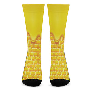 Sweet Honey Honeycomb Print Crew Socks