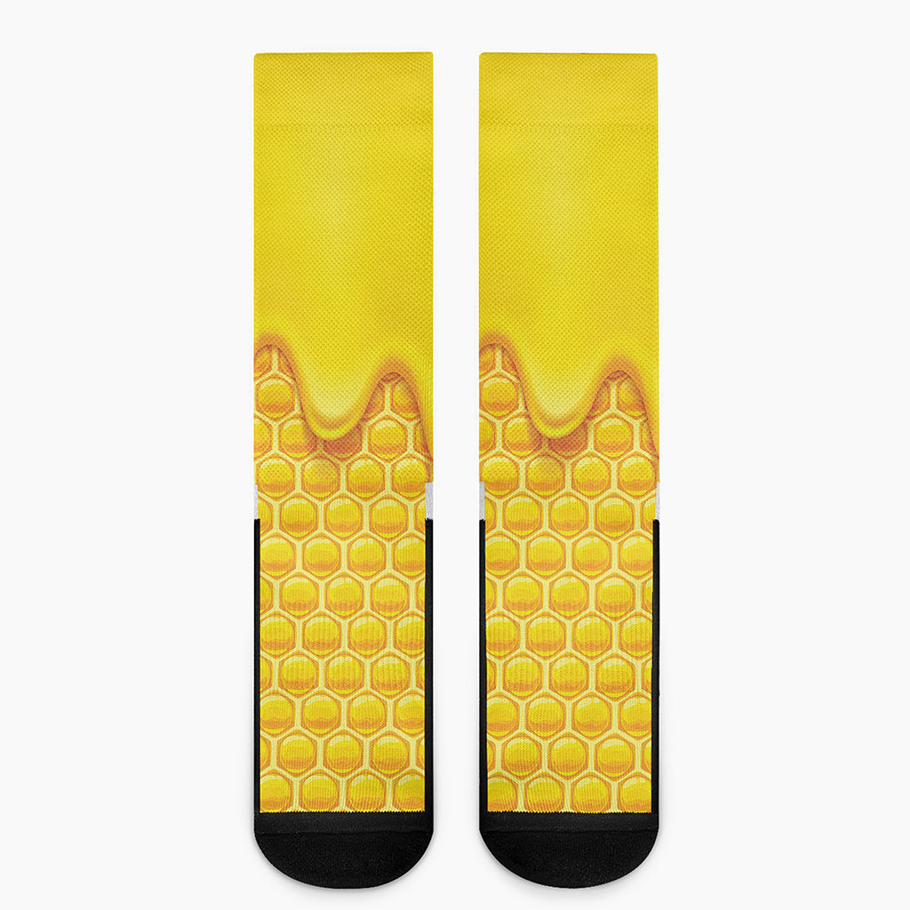 Sweet Honey Honeycomb Print Crew Socks