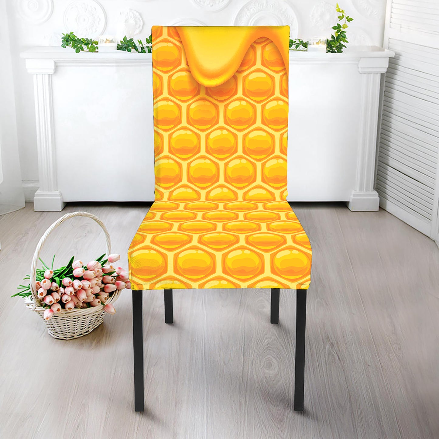 Sweet Honey Honeycomb Print Dining Chair Slipcover