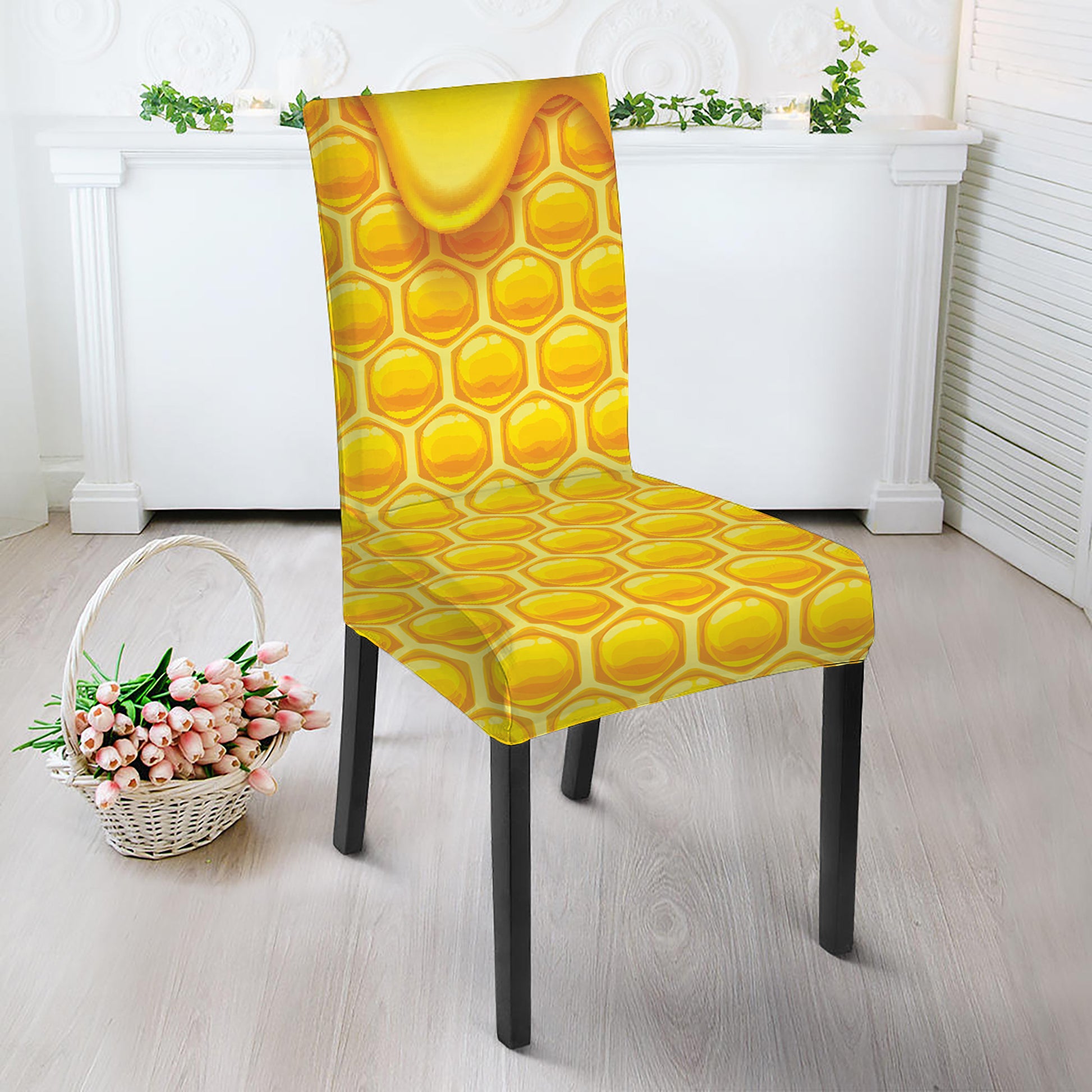 Sweet Honey Honeycomb Print Dining Chair Slipcover