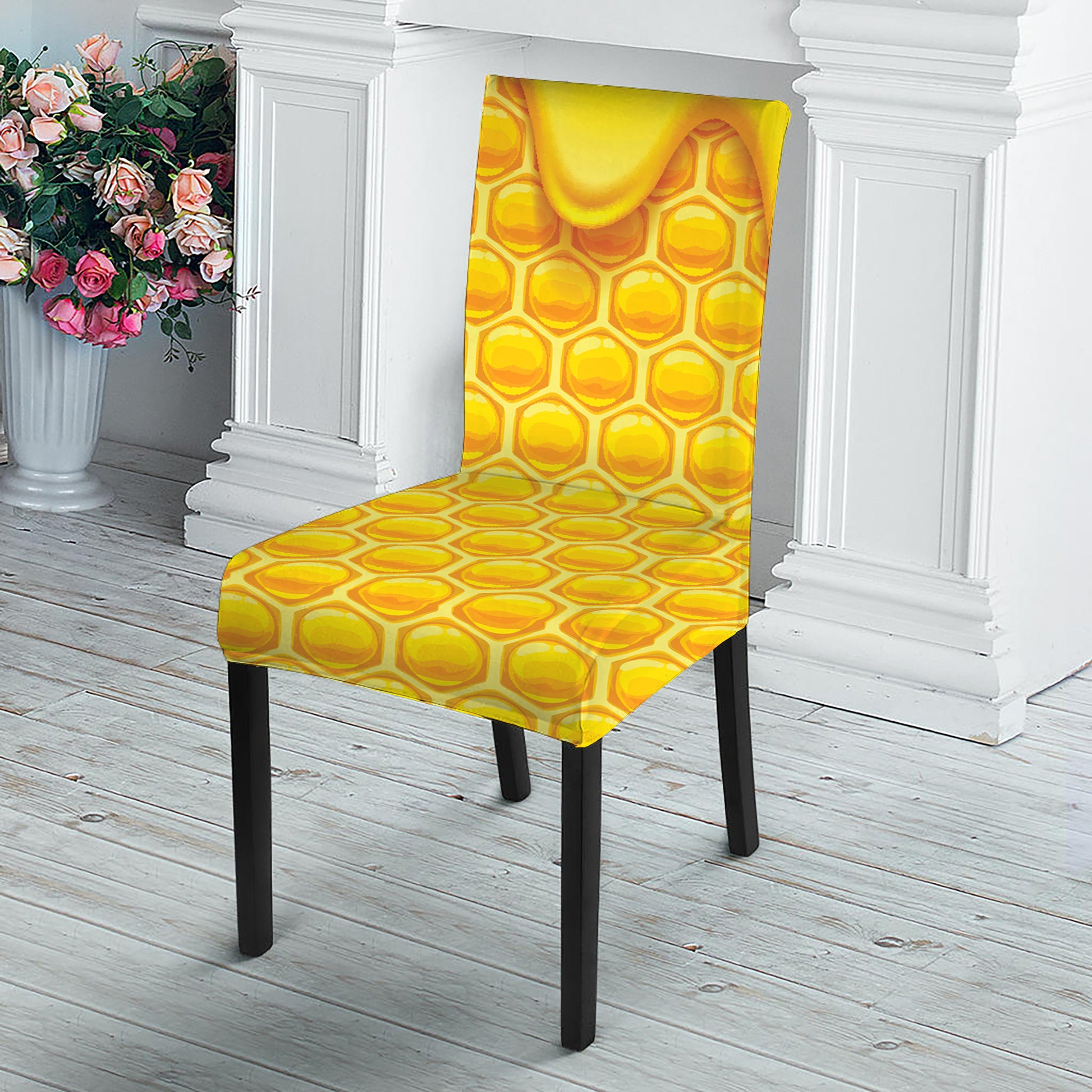 Sweet Honey Honeycomb Print Dining Chair Slipcover