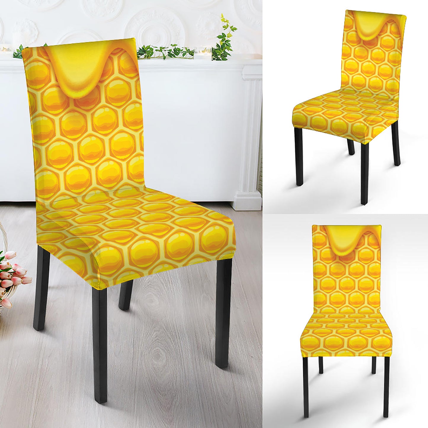 Sweet Honey Honeycomb Print Dining Chair Slipcover