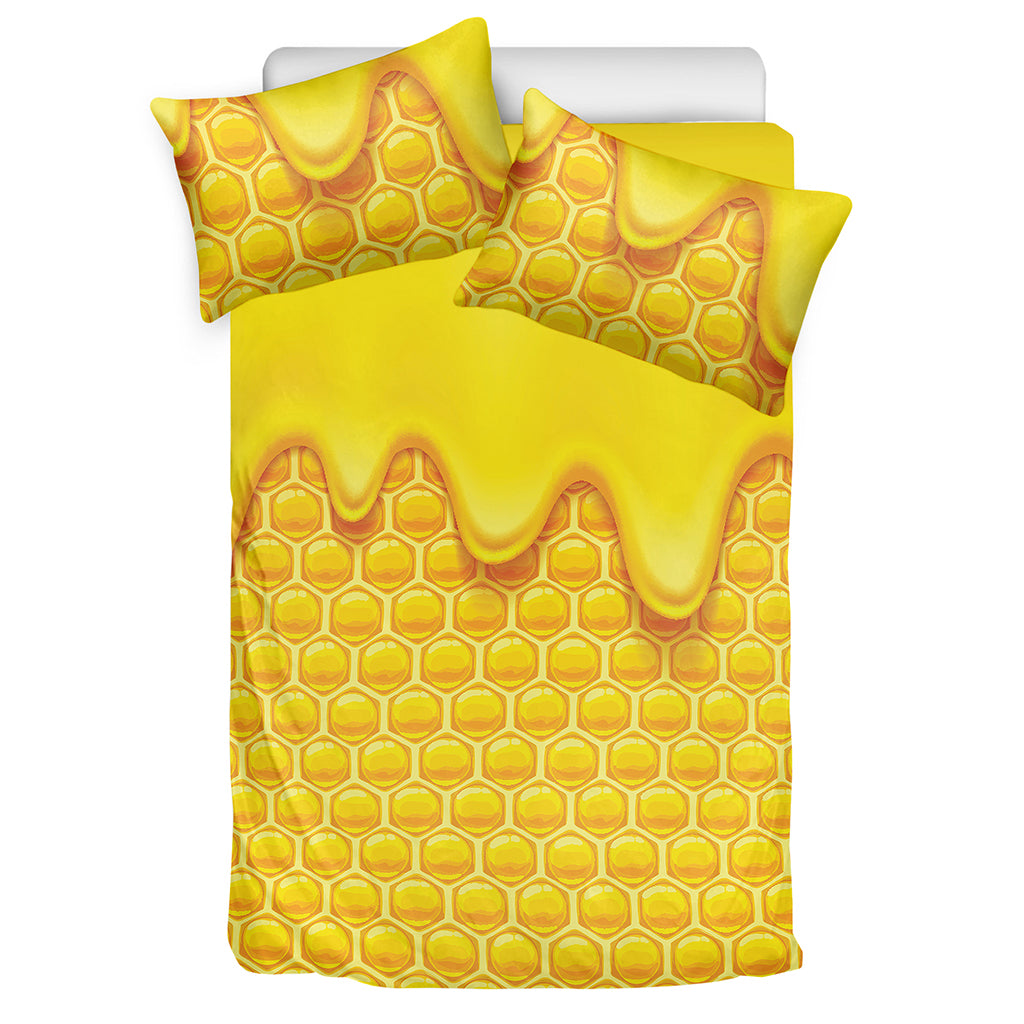 Sweet Honey Honeycomb Print Duvet Cover Bedding Set