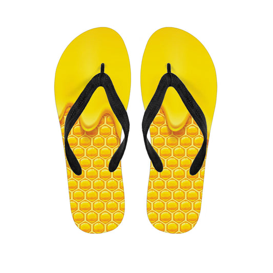 Sweet Honey Honeycomb Print Flip Flops