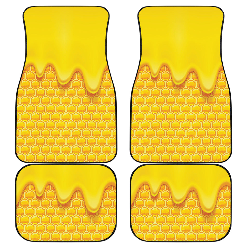 Sweet Honey Honeycomb Print Front and Back Car Floor Mats