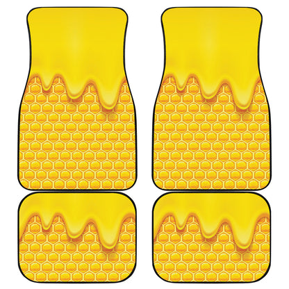 Sweet Honey Honeycomb Print Front and Back Car Floor Mats