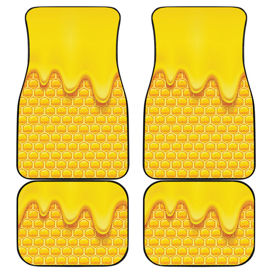 Sweet Honey Honeycomb Print Front and Back Car Floor Mats