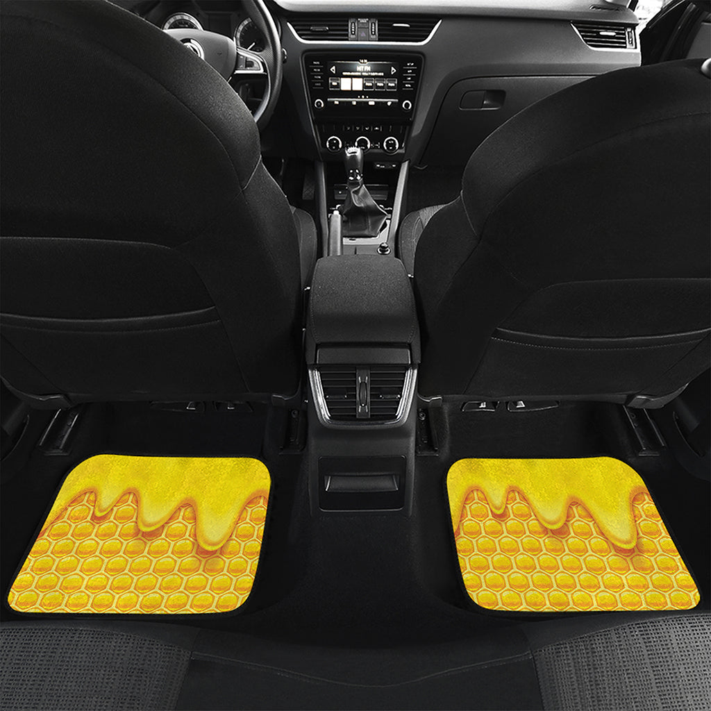Sweet Honey Honeycomb Print Front and Back Car Floor Mats