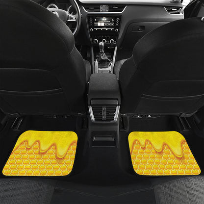 Sweet Honey Honeycomb Print Front and Back Car Floor Mats