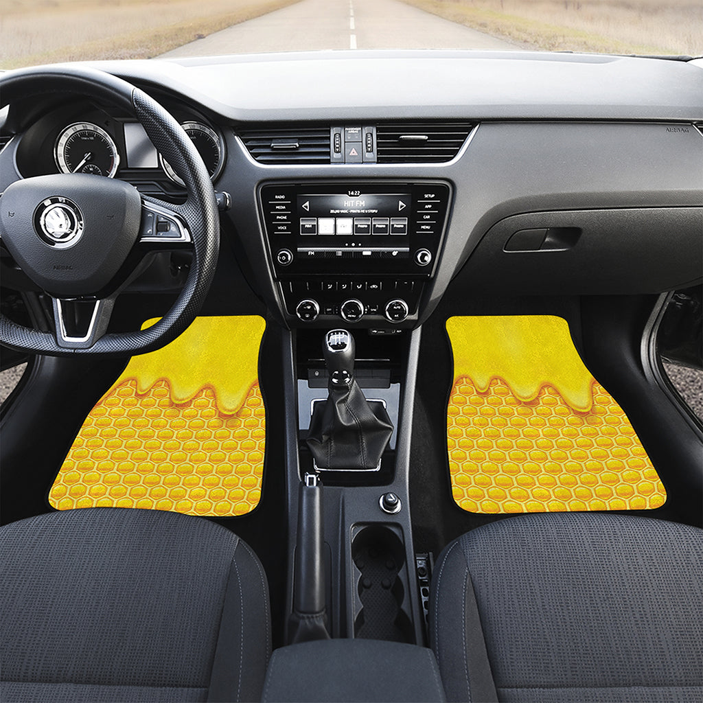 Sweet Honey Honeycomb Print Front Car Floor Mats