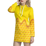 Sweet Honey Honeycomb Print Hoodie Dress