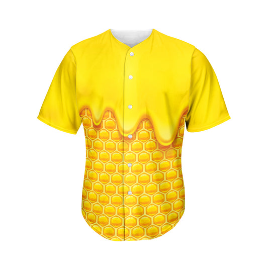 Sweet Honey Honeycomb Print Men's Baseball Jersey