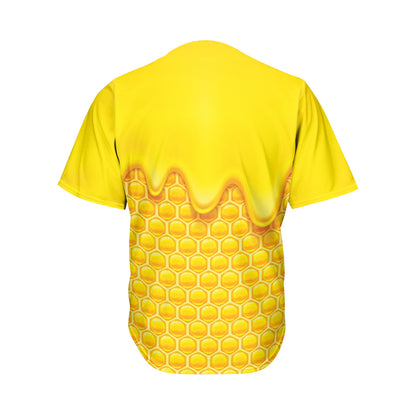 Sweet Honey Honeycomb Print Men's Baseball Jersey