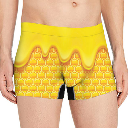 Sweet Honey Honeycomb Print Men's Boxer Briefs