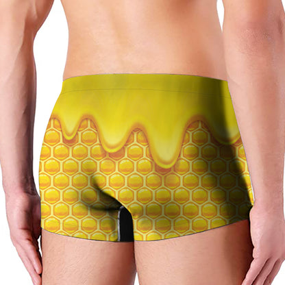 Sweet Honey Honeycomb Print Men's Boxer Briefs