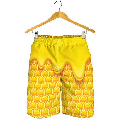 Sweet Honey Honeycomb Print Men's Shorts