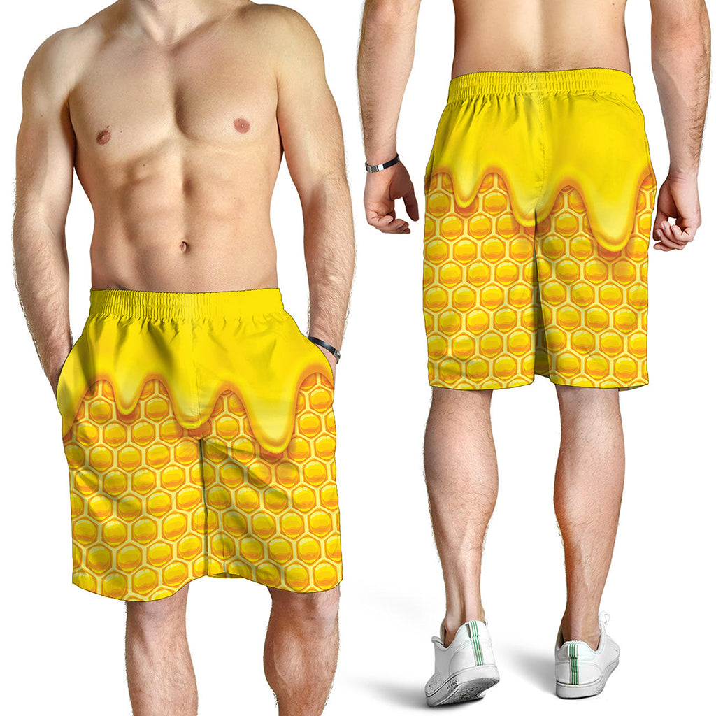 Sweet Honey Honeycomb Print Men's Shorts