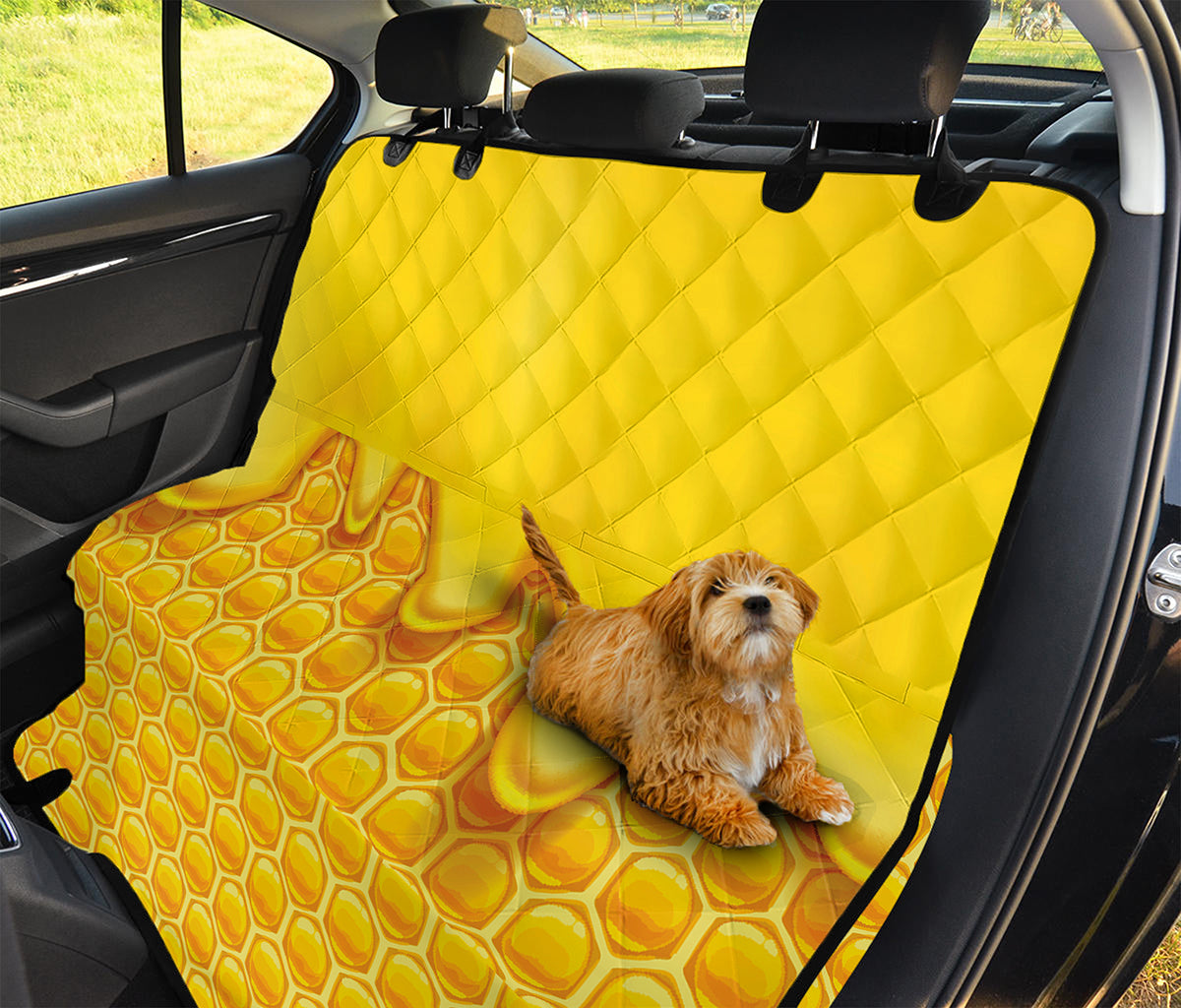 Sweet Honey Honeycomb Print Pet Car Back Seat Cover