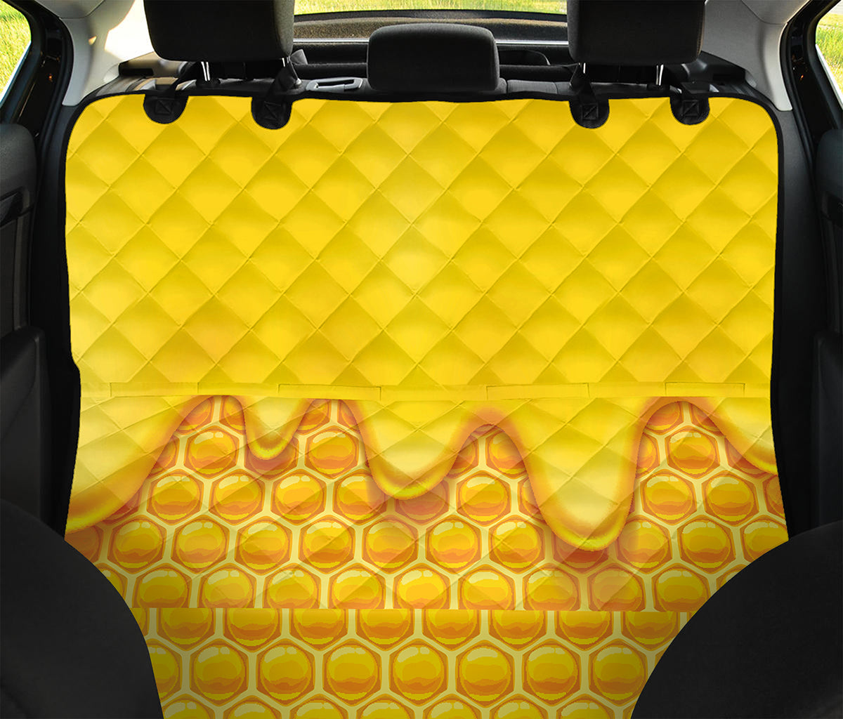 Sweet Honey Honeycomb Print Pet Car Back Seat Cover