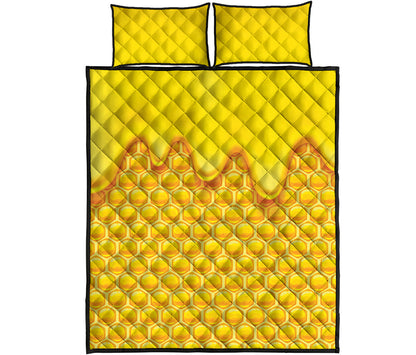 Sweet Honey Honeycomb Print Quilt Bed Set