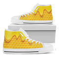 Sweet Honey Honeycomb Print White High Top Sneakers