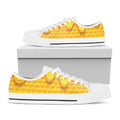 Sweet Honey Honeycomb Print White Low Top Sneakers