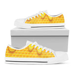 Sweet Honey Honeycomb Print White Low Top Shoes