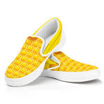 Sweet Honey Honeycomb Print White Slip On Shoes