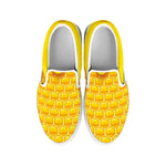 Sweet Honey Honeycomb Print White Slip On Shoes