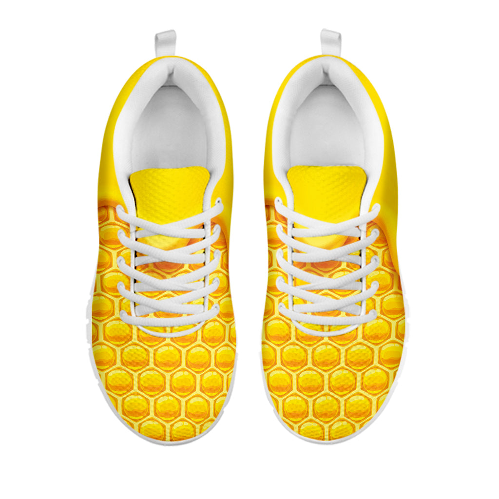 Sweet Honey Honeycomb Print White Sneakers