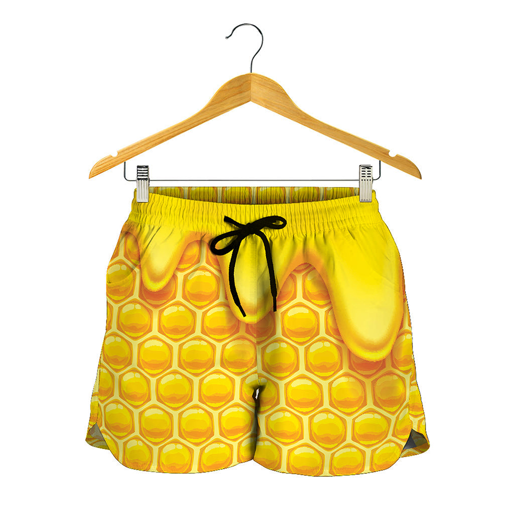 Sweet Honey Honeycomb Print Women's Shorts
