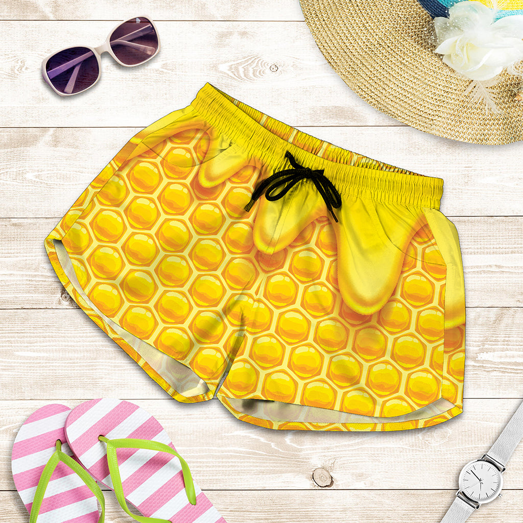 Sweet Honey Honeycomb Print Women's Shorts