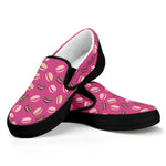 Sweet Macarons Pattern Print Black Slip On Shoes