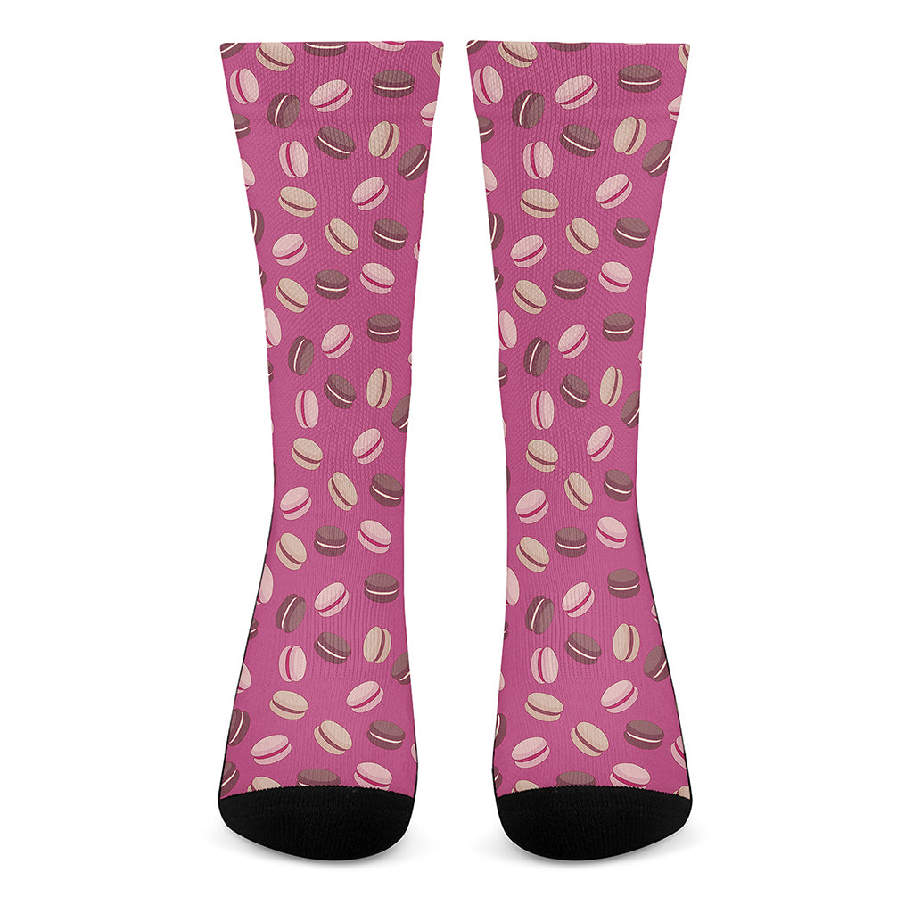 Sweet Macarons Pattern Print Crew Socks