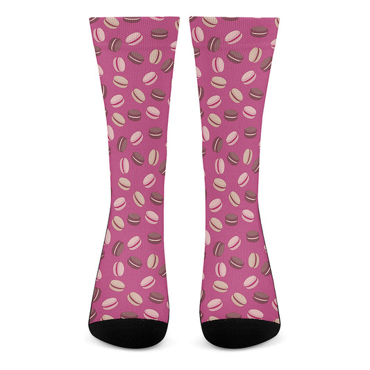 Sweet Macarons Pattern Print Crew Socks