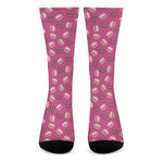 Sweet Macarons Pattern Print Crew Socks