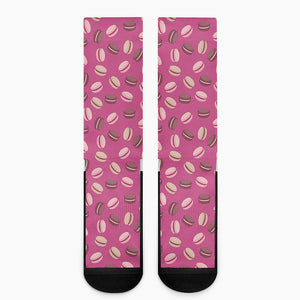 Sweet Macarons Pattern Print Crew Socks