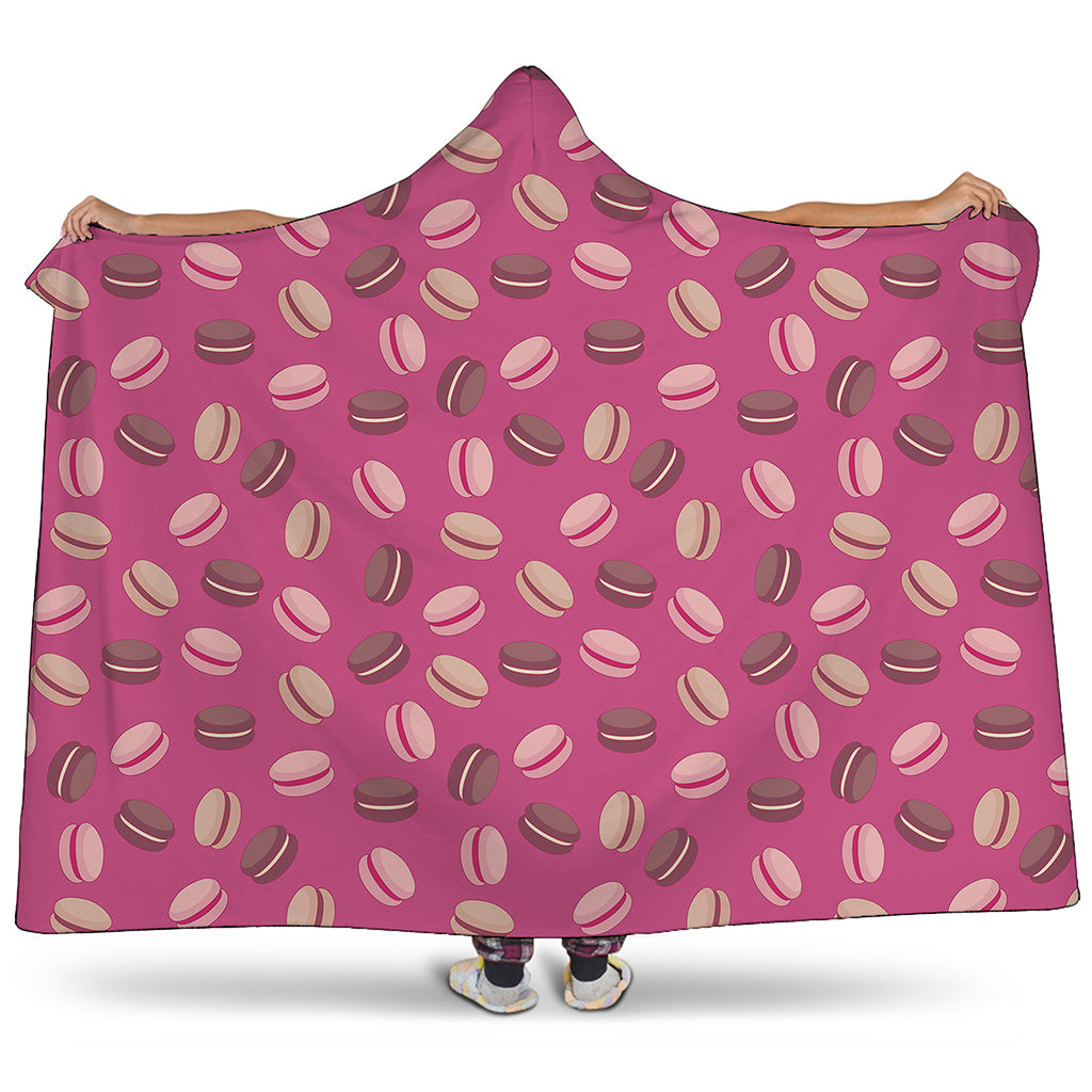 Sweet Macarons Pattern Print Hooded Blanket