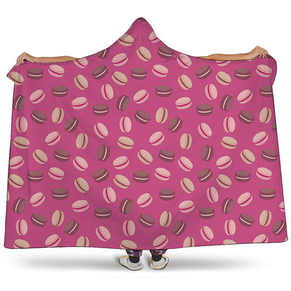 Sweet Macarons Pattern Print Hooded Blanket