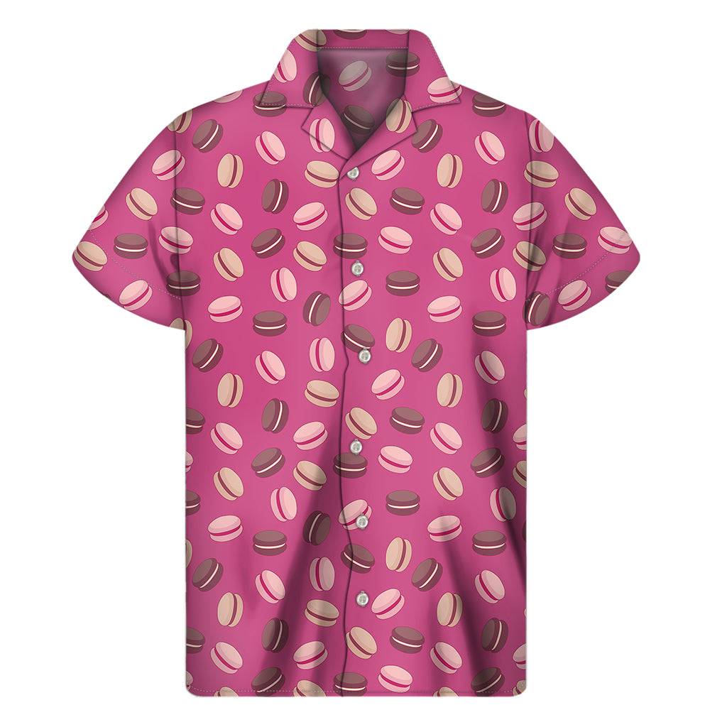 Sweet Macarons Pattern Print Men's Short Sleeve Shirt