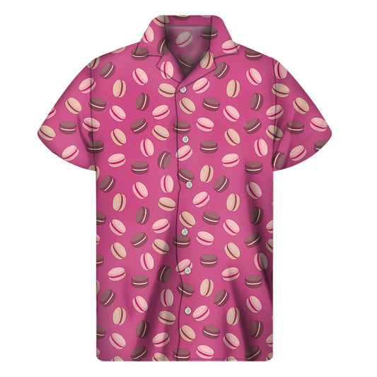 Sweet Macarons Pattern Print Men's Short Sleeve Shirt