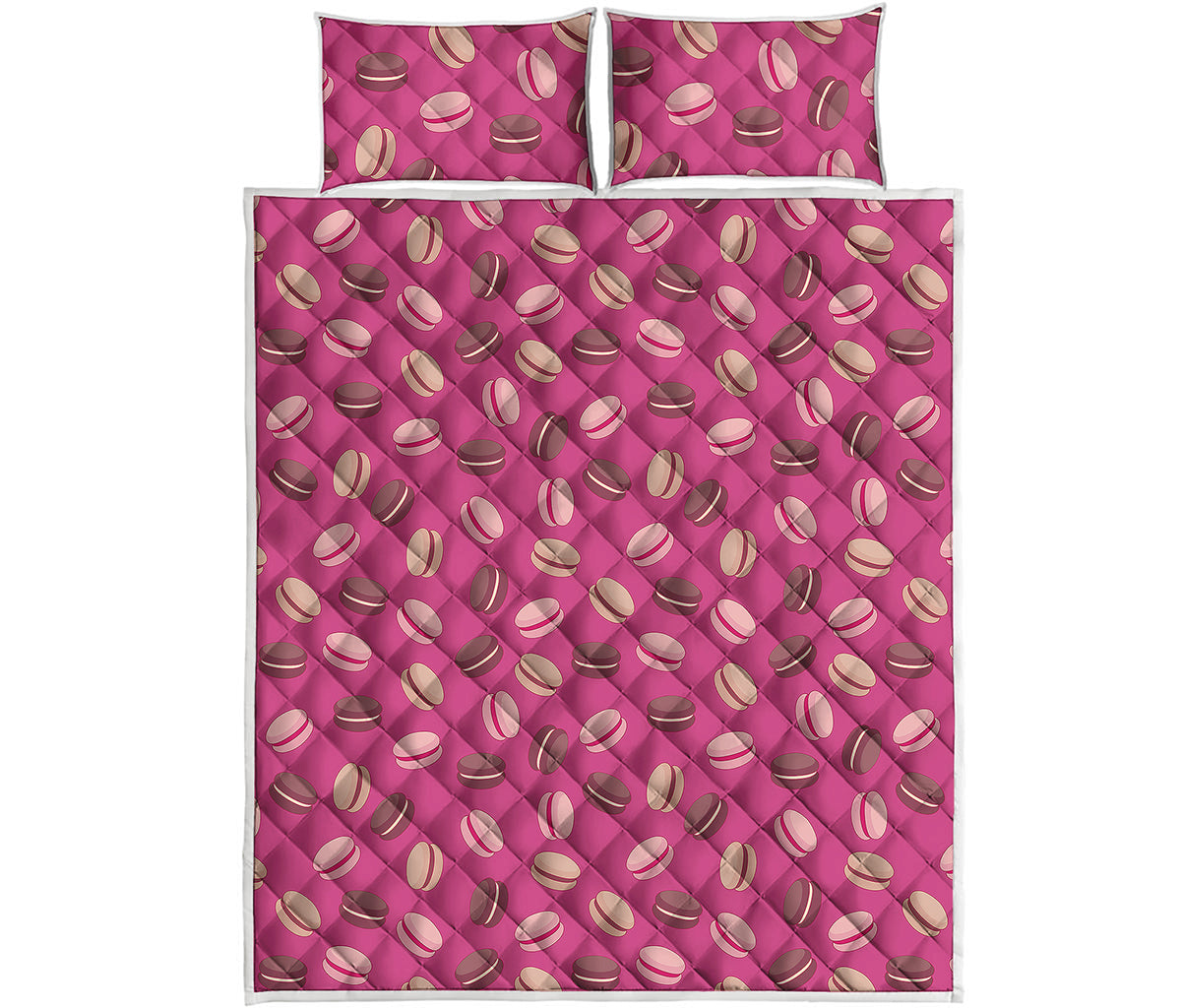 Sweet Macarons Pattern Print Quilt Bed Set