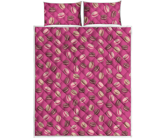 Sweet Macarons Pattern Print Quilt Bed Set