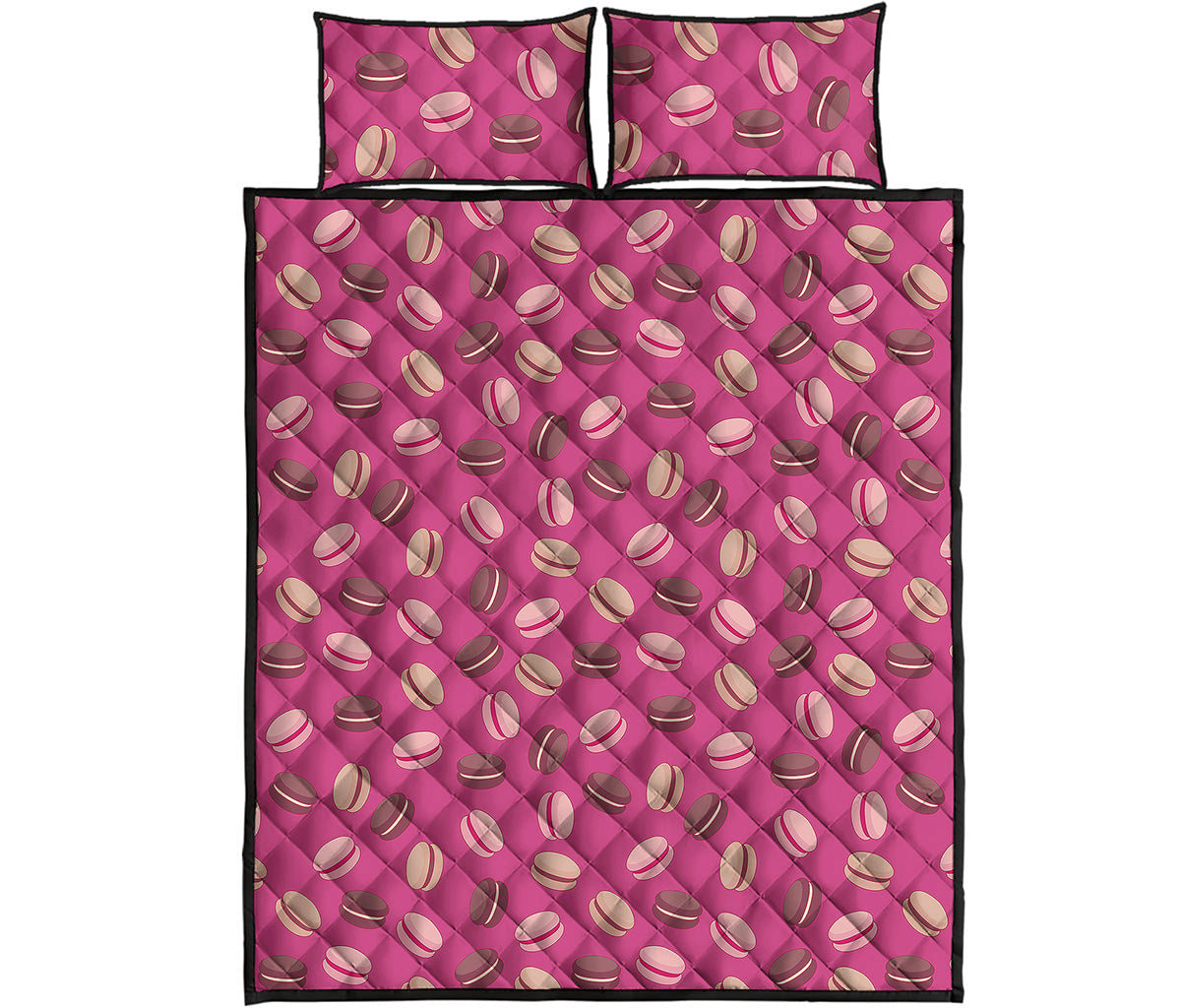 Sweet Macarons Pattern Print Quilt Bed Set