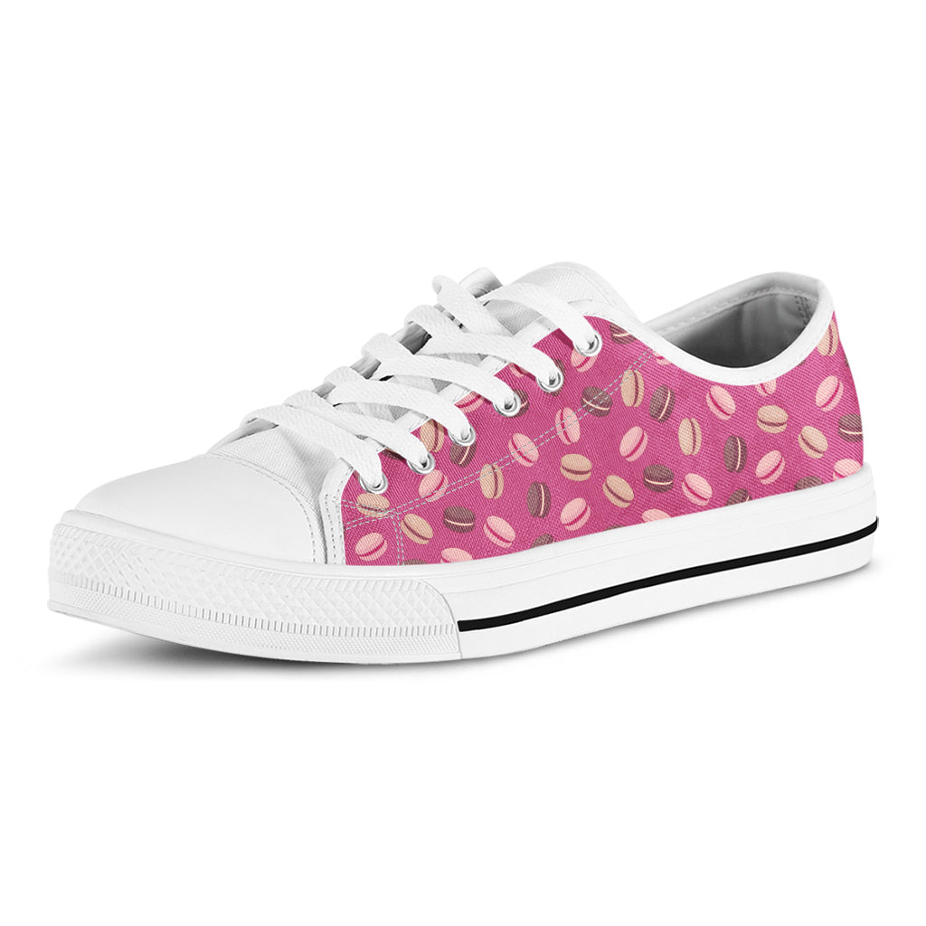 Sweet Macarons Pattern Print White Low Top Shoes