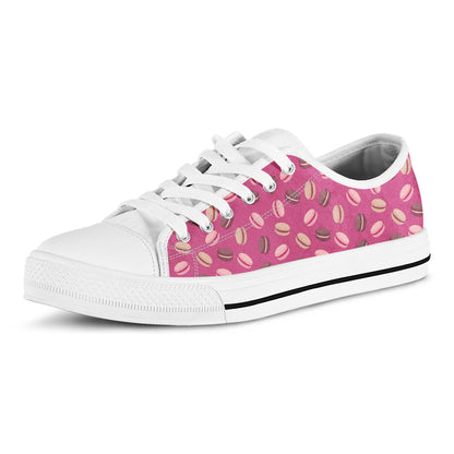 Sweet Macarons Pattern Print White Low Top Shoes